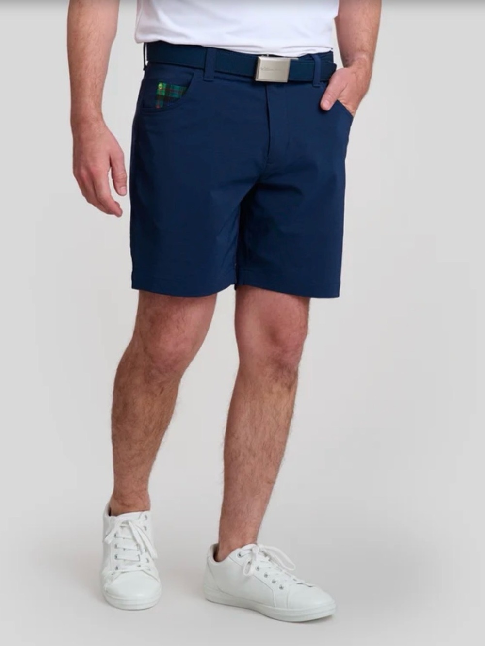 William Murray Golf Chino Shorts Twill Stretch Flat Front Navy 36x9 Straight